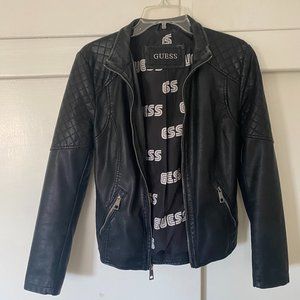 GUESS Black Leather Racer Jacket